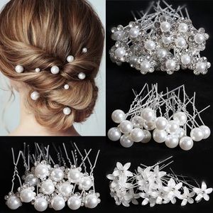 NEW! 20pc SILVER FLOWER PEARL RHINESTONES HAIR PIN